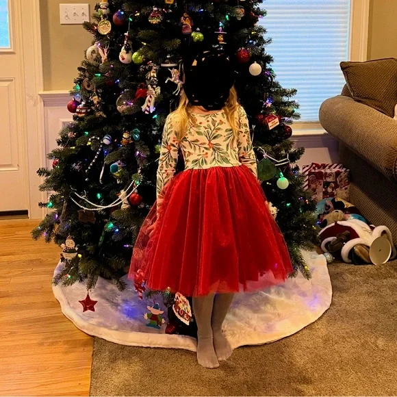 Festive Red Holly and Tulle Skirt Dress - Picture 3 of 6